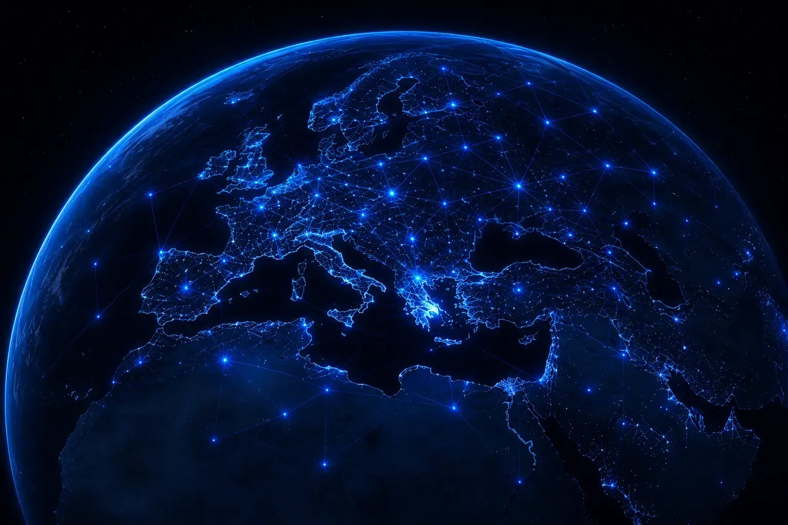an image of links and nodes on the globe